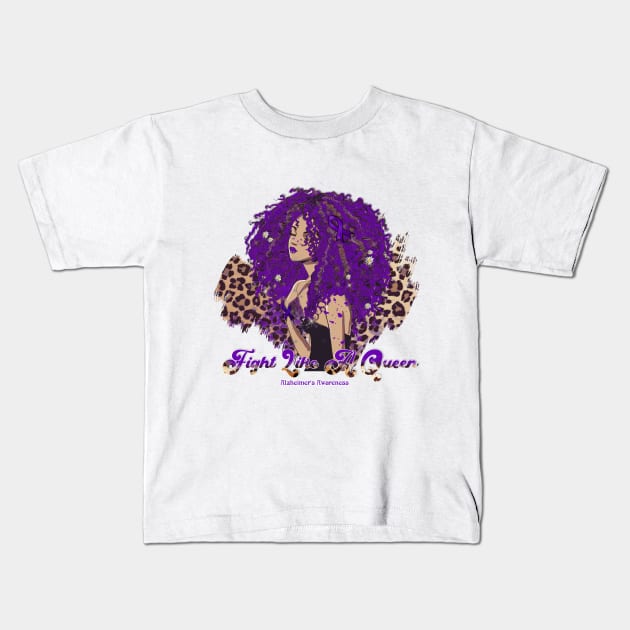 Alzheimer's awareness black girl leopard Supporting Gift for Alzheimer's warrior Kids T-Shirt by Susan chanel